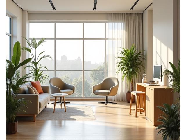 Modern kantoor interieur met natuurlijke elementen